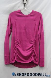 Athleta Women's Magenta Active Front Scrunched Long Sleeve Shirt sz M