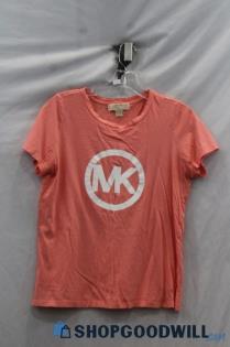 Michael Kors Women's Peach Logo Graphic Short Sleeve T-Shirt Sz S