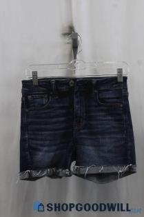 American Eagle Womens Dark Blue Washed Denim Shorts Sz 2