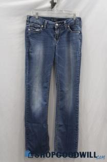 Silver Jeans Women's Blue Weathered Mid-Rise Bootcut Jean sz 32