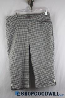 Chico's Women's Black/White Plaid Cropped Pants SZ 2