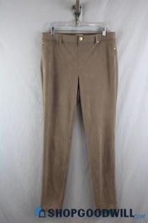 Chico's Women's Beige Faux Suede Ankle Pants sz M/10