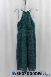 NWT Loft Women's Green Lace Floral Halter Dress SZ 2