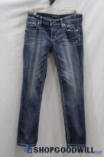 Express Jeans Women's Blue Weathered Low-Rise Skinny Jean sz 8S