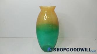 Unbranded Green Yellow Gradient Glass Vase