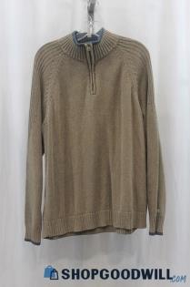 Columbia Men's Heather Brown Half Zip Sweater SZ L