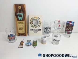 12PC Assorted Beer Barware, Bottle Openers + More Collectible Mix