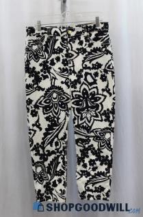 NWT Chico's Women's Black/White Design Print Crop Jean SZ 8