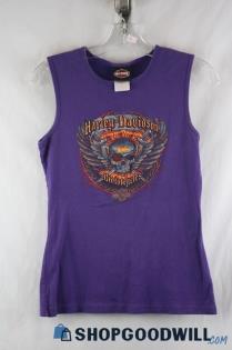 Harley-Davidson Women's Purple Skull Graphic Las Vegas Tank top SZ L