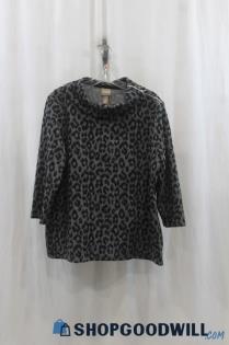 Chico's Women's Charcoal/Black Animal Print Sweatshirt SZ L