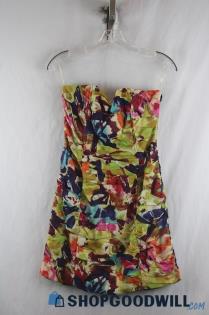 NWT BB Dakota Women's Multicolor Strapless Front Ruched Mini Dress SZ 8