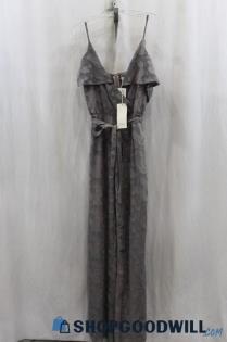 NWT OML Womens Gray Textured Pattern Coldshoulder Jumpsuit Sz S