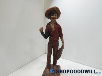 Austin Productions 1968 South American Boy gone Fishing Mexican Plaster Statue