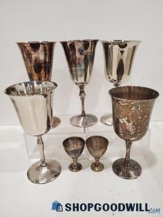 Lot of Mostly Unbranded Silver Plated Cups - Large/Small