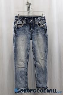 Miss Me Womens Blue Washed Capri Jeans Sz 26