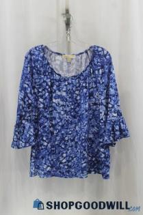 Michael Kors Women's Blue Pullover Blouse SZ L