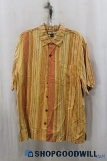 Tommy Bahama Men's Yellow/Orange Pinstripes Button Up Shirt SZ M