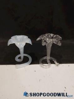 Vintage Crystal Flowers Holder Vase Hand Blown Figurines