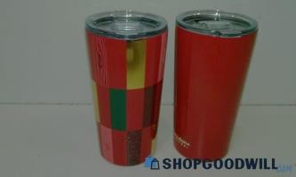 Two Caribou Coffee Steel Tumblers