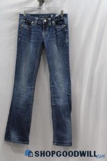 Miss Me Women's Blue Weathered Low-rise Bootcut Jean sz 28