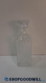 Clear Cut Glass Bottle Vintage Whiskey Decanter Approximately 11" Tall