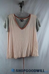 Miss Me Women's Light Pink Back Lace Up T-Shirt sz M