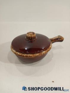 2pc Hull Pottery Brown Drip Soup Bowl