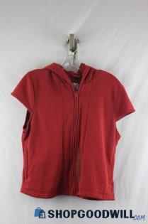 Harley-Davidson Women's Dusty Red Cap Sleeve Zip Up Crop Hoodie sz L