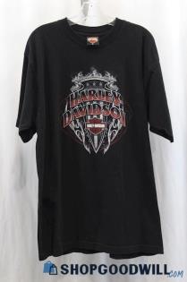 Harley Davidson Men's Black Logo Graphic Pullover T-Shirt SZ XL