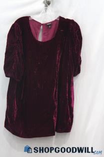 Torrid Women's Purple Velvet Textured Ruched 3/4 Sleeve Blouse sz 14/16