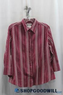 Columbia Women's Pink/White Pinstripes Button Up Shirt SZ L