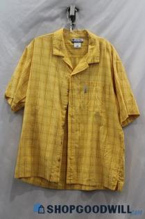 Columbia Men Yellow Plaid Button Up Shirt Sz XL