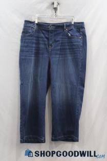 Lane Bryant Women's Blue Medium Wash Mid Rise Wide Leg Crop Jeans Sz 18