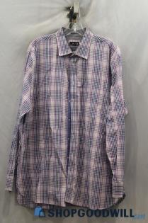 1901 Men's Purple/Blue Plaid Long Sleeve Button Up Sz 17.5