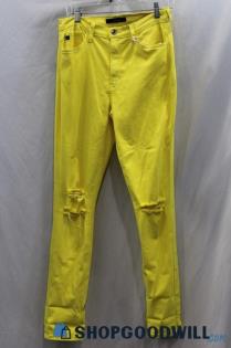 NWT KanCan Women's Yellow Distressed Jegging sz 13/30