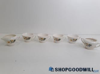 6 Pc. MCP Mount Clemens Mccoy Ceramic Yellow Rose Tea Cups, Sugar & Creamer Set