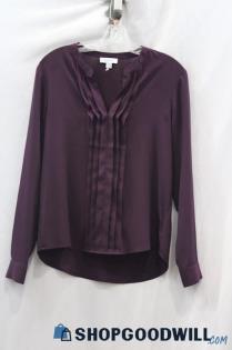 Calvin Klein Women's Purple Long Sleeve Sheer Blouse Sz S