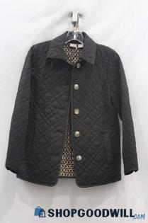 Chico's Women Black Quilted Coat Sz 4/6