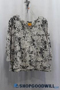 Ruby Rd. Womens Black/White Pattern Surplice Blouse Sz 2X