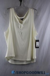 NWT Frye Women's Ivory Ribbed Lace Up V Neck Tank Top sz 2X