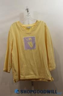 Vintage By Taylor Women's Lemonade Yellow Long Sleeve V-Neck Sweater Size L/XL