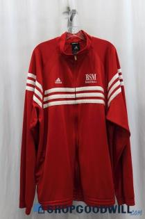 Adidas Mens Red/White Stripe Full Zip Sweater Sz 2XL