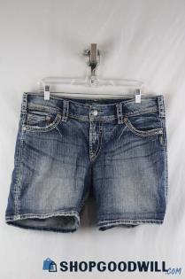 Silver Jeans Women's Weathered Blue Jean Shorts sz 32