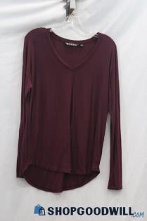 Athleta Womens Purple Sheer Long Sleeve V Neck Shirt Sz S