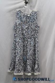 Lucky Brand Women's White/Blue A-Line Dress Sz S