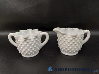 Fenton & More 2pc Lot Milk Glass White Dishes Textured Kitchen