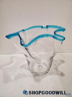 Unbranded Glass Bowl with Blue Rim