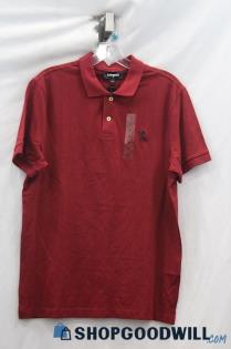 NWT Express Men Burgundy Polo Button Up Sz M