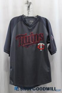 MLB MN Twins Mens Dar Gray Jersey Shirt Sz L