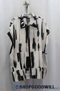 NWT Lysse Womens White/Black Pattern Full Zip Shirt Sz S/M